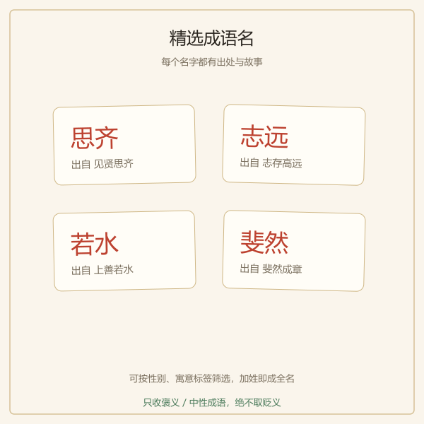精选成语名示例卡片