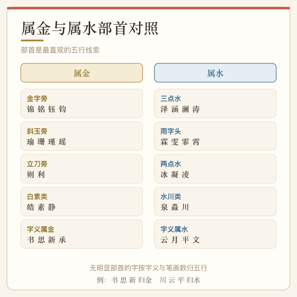 属金与属水部首对照